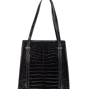 Gucci - Black Glossy Crocodile Gucci by Tom Ford Large Shoulder Bag