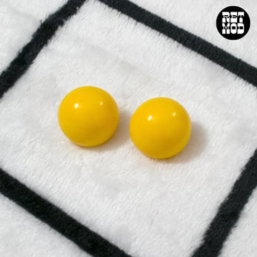 Pop Statement Earrings in A Yellow Plastic Half Round Circle 
