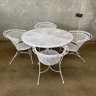 Mid Century White Metal Patio Set