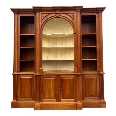 Harden Furniture Solid Cherry Shell Carved Arch Bookcase Hutch 