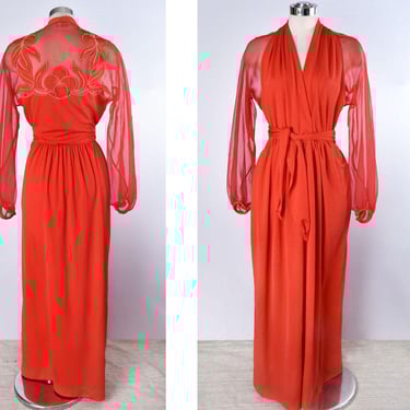 1970's Red LILLIE RUBIN Vintage Long Evening Dress Designer Backless Maxi Dress Evening Gown 