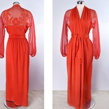 1970's Red LILLIE RUBIN Vintage Long Evening Dress Designer Backless Maxi Dress Evening Gown 