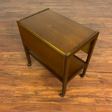 Mid-Century Teak Drop Leaf Serving Cart