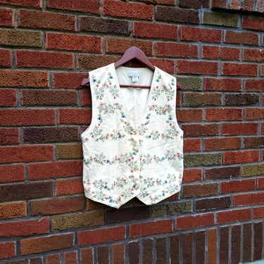 Vintage 1990's Christopher Banks Linen Blend Floral Vest / Medium 