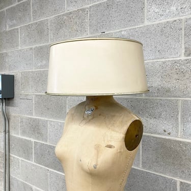 Vintage Lampshade Retro 1950s Mid Century Modern + Metal + Tin + Drum Shape + Atomic + Beige + MCM + Home and Table Decor 