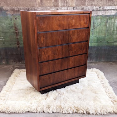 Mid Century Modern Brutalist Lane Furniture 1970s Tallboy Dresser Storage 