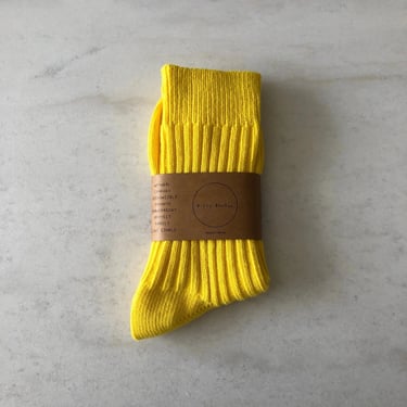 Ribbed cotton high socks, yellow