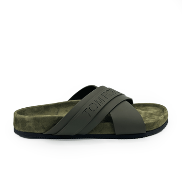 TOM FORD GREEN SUEDE WICKLOW SUEDE/ RUBBER SLIDER SANDAL