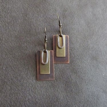 Minimalist mixed metal mid century modern earrings 2 