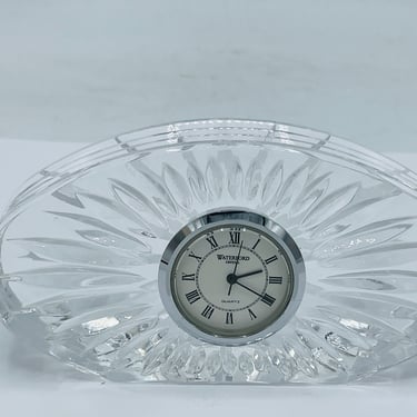 Waterford Crystal Oval Frame Quartz Mantle White Face Clock Signed -5" 