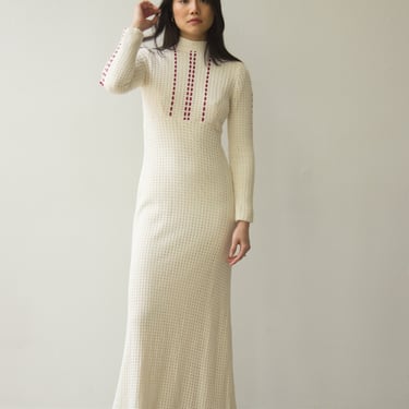 1970s Creme Crocheted Maxi Dress 