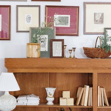antique french oak open bookcase
