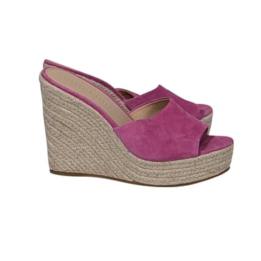 Veronica Beard - Pink Suede Espadrille Wedge Mules Sz 8.5