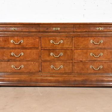 Henredon French Empire Burl Wood Twelve Drawer Dresser