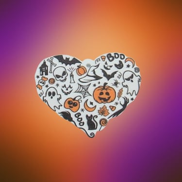 Halloween Hair Clip Heart Shaped Spooky Cute Barrette or Bobby Pin 