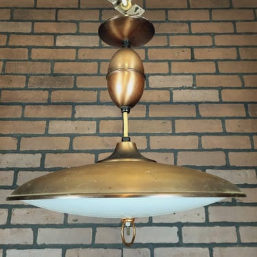 Vintage Mid Century Pull Down Ceiling Light Fixture UFO Shape 