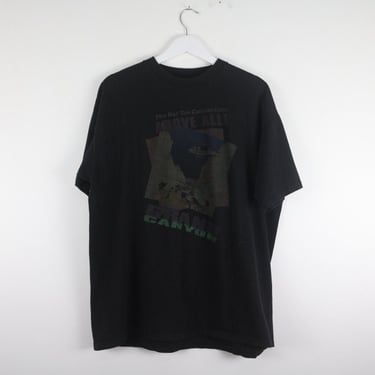 vintage GRAND CANYON jeep conquering mountain VINTAGE 90s y2k all black overdye t-shirt -- size xl 