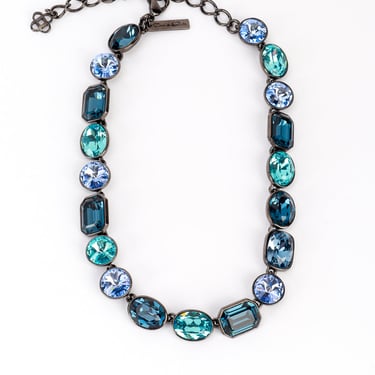 Blues Crystal Link Collar Necklace