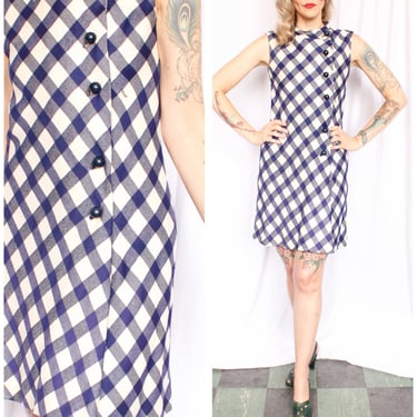 1960s Kane's of Chicago Plaid Dress - Small 