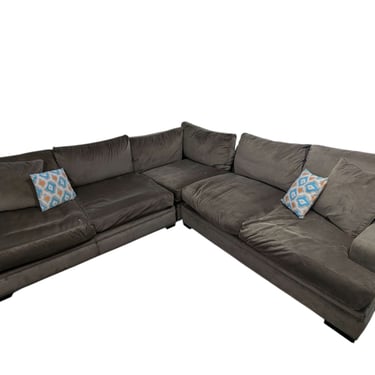 Cindy Crawford Taupe 3pc L-Shaped Sectional