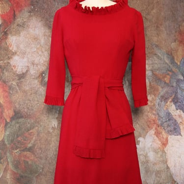 Raspberry Wool Crepe Pleat Dress XS/S