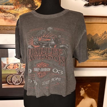 Vintage Y2K Harley Davison T-Shirt Cropped Women's XS-L 