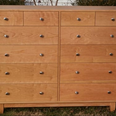 X12520b *Hardwood 12 Drawer Dresser, Inset Drawers,  Flat Panels, 60" wide x 20" deep x 50" tall - natural color 