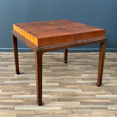 Mid-Century Modern Burlwood Expanding Butterfly Dining Table by Henredon 