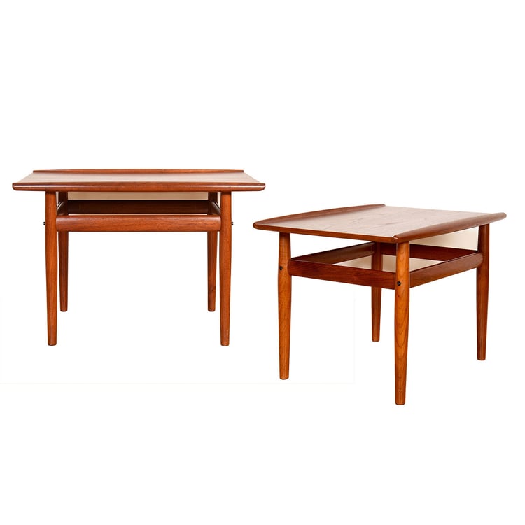 Grete Jalk Teak Accent Tables with Raised Lip Tops 3 Available