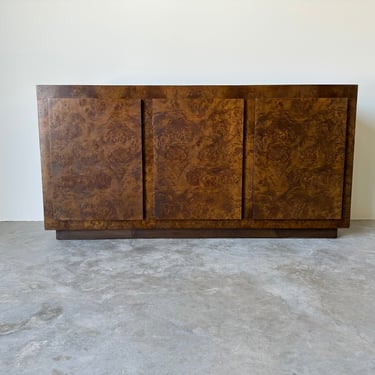 70's Milo Baughman - Style Burled  Wood Sideboard or Bar Cabinet 