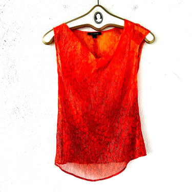 Vintage St John Y2k Metallic Tank Top // Orange Gold Glittery Sparkly Shirt 