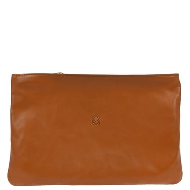 Loewe Brown Leather Pouch Clutch Bag