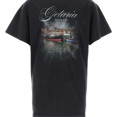 Balenciaga Men Charcoal Cotton Oversize T-Shirt