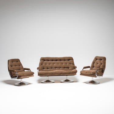 Space Age sofa and armchairs set, Hungary, 1950s 