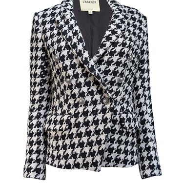 L'Agence - Black & White Houndstooth Patterned Blazer Sz 6