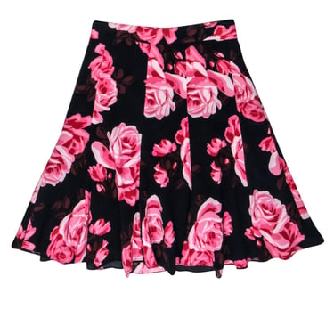 Kate Spade - Black & Multi Color Floral Print Skirt Sz 00