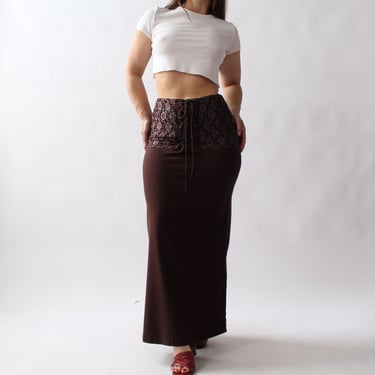 2000s Chocolate Lace Up Skirt - W26