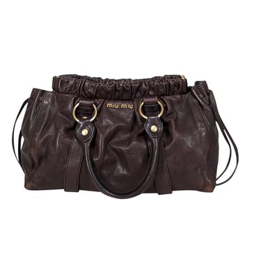 Miu Miu - Brown Leather Gathered Handbag