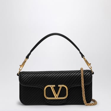 Valentino Garavani Black Locò Shoulder Bag In Pleated Nappa Leather Women