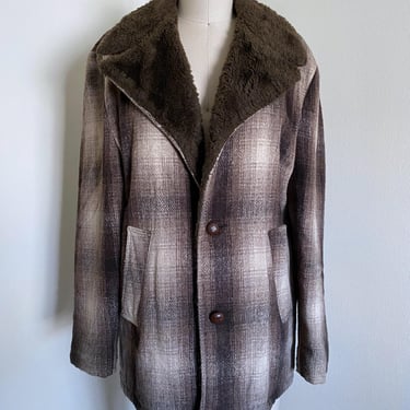 Vintage 70's Plaid Mens Coat 