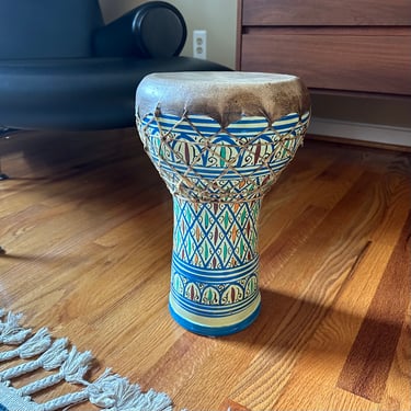 Vintage Authentic Clay Doumbek Drum, Vivid Colors 