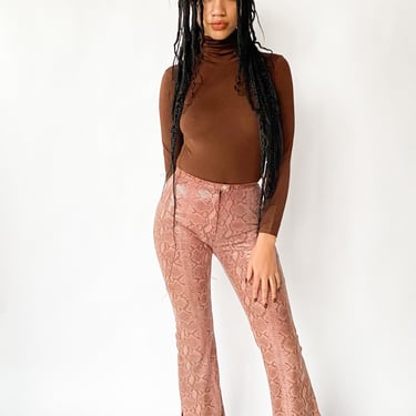 Y2K Pink and Brown Snake Print Pants, sz.S