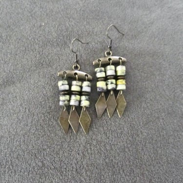 Jasper and bronze chandelier earrings 2 