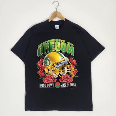 Vintage 1990's SALEM University of Oregon Football 1995 Rose Bowl T-Shirt Sz. L