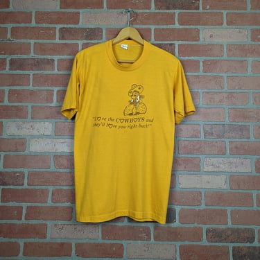 Vintage 70s 80s NCAA University of Wyoming Cowboys ORIGINAL College Tee - Large (fits Medium) 