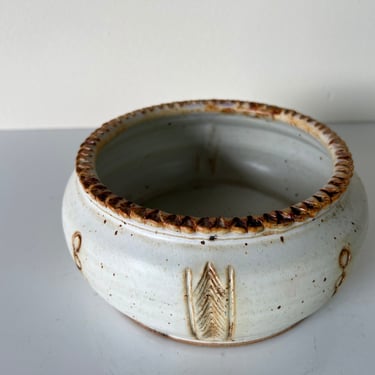 Vintage Organic Speckled Glazed Pottery Bowl 