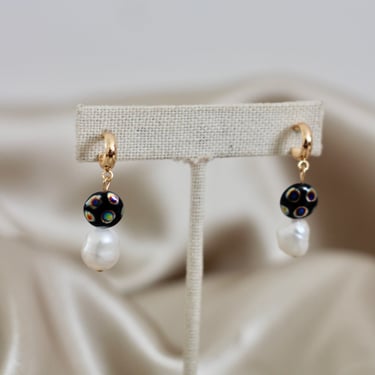 Gold Pearl Beaded Statement Earrings / Dainty Dangle Earrings / Wedding Bridesmaid Jewelry Gifts 