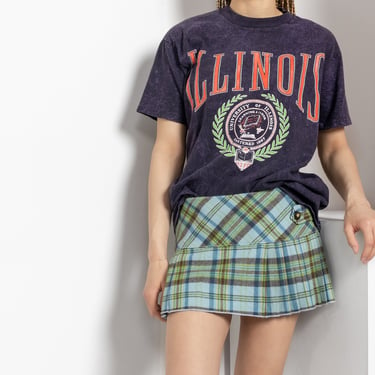 Y2K PLAID SKIRT Vintage Mini Kilt Schoolgirl Pleated Low Rise Wool 2000's / 37 Inch Hips / Size 4 