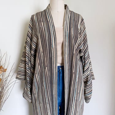 Vintage Silk Haori Striped Kimono, Free Size 