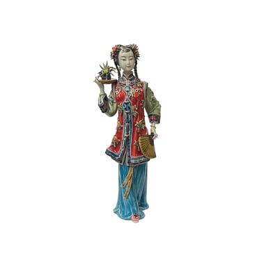 Chinese Porcelain Qing Style Dressing Buddha Hand Fruit Lady Figure ws3703E 